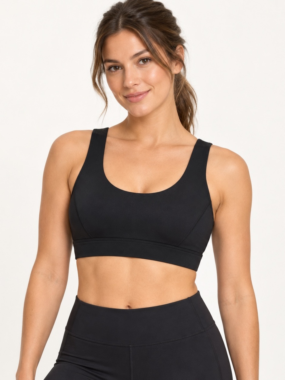 Lolë Black Adjustable Convertible Medium Support Sports Bra Size S